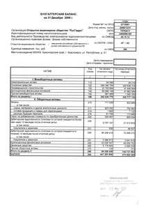 Финансовый отчет по РСБУ компании «РусГидро, группа»