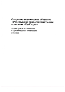 Финансовый отчет по РСБУ компании «РусГидро, группа»