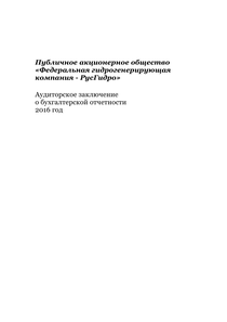 Финансовый отчет по РСБУ компании «РусГидро, группа»