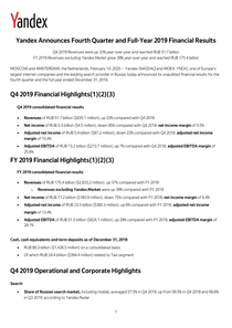 Финансовый отчет по МСФО компании «Яндекс»