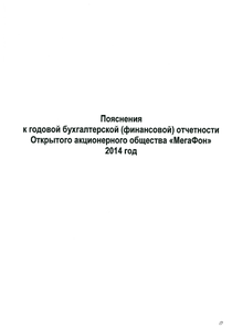 Финансовый отчет по РСБУ компании «МегаФон»