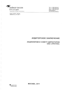 Финансовый отчет по РСБУ компании «ПРОТЕК, группа компаний»