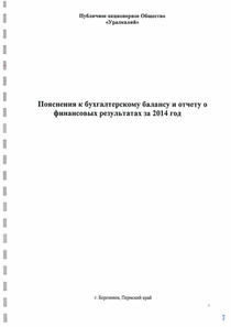 Финансовый отчет по РСБУ компании «Уралкалий»