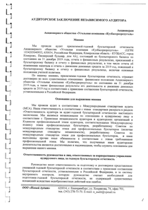 Финансовый отчет по РСБУ компании «Кузбассразрезуголь, угольная компания»