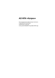 Финансовый отчет по МСФО компании «Катрен, научно-производственная компания»