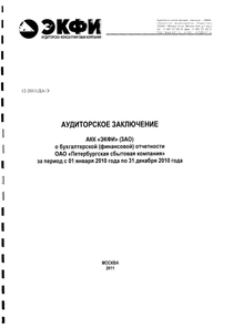 Финансовый отчет по РСБУ компании «Петербургская сбытовая компания»