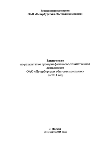 Финансовый отчет по РСБУ компании «Петербургская сбытовая компания»