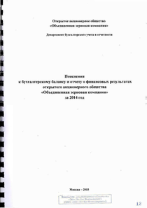 Годовой отчет компании «Объединенная зерновая компания»