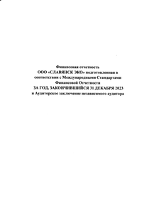 Финансовый отчет по МСФО компании «Славянск ЭКО»