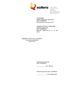 Годовой отчет компании «Соллерс, группа»