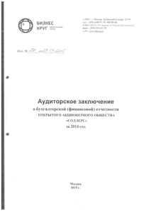 Финансовый отчет по РСБУ компании «Соллерс, группа»