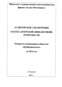 Финансовый отчет по РСБУ компании «КуйбышевАзот»