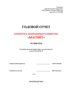 Годовой отчет компании «Магнит, розничная сеть»