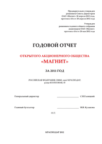 Годовой отчет компании «Магнит, розничная сеть»