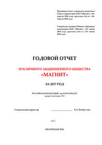 Годовой отчет компании «Магнит, розничная сеть»